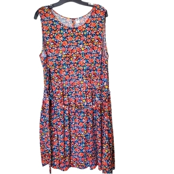 Old Navy Women's Blue Floral Sleeveless Tie Waist Dress - Picture 1 of 10
